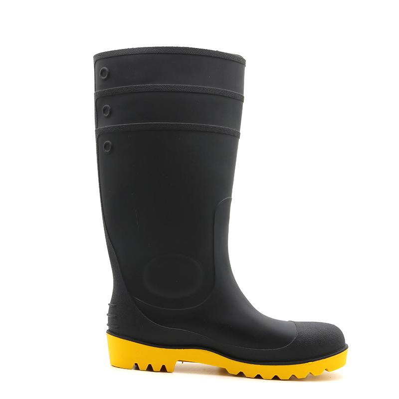 Knee High Anti-Slip Oil Acid Alkali Resistant Waterproof Steel Toe Puncture-Proof Anti Static Construction PVC Safety Rain Boots for Men