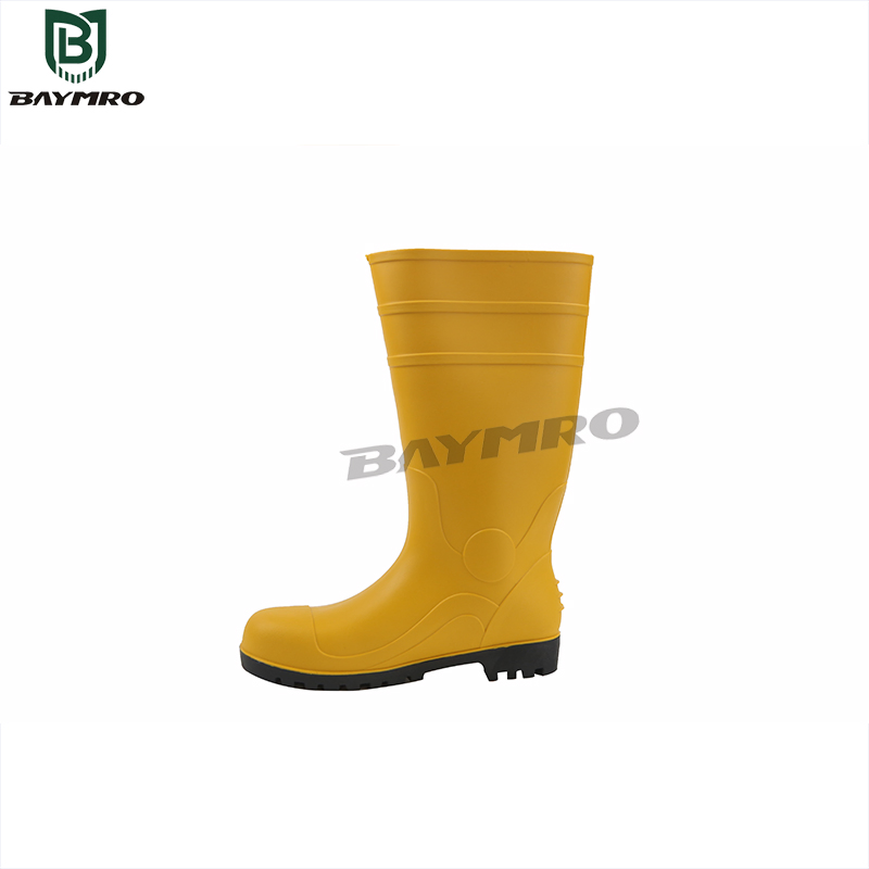 Yellow Steel Toe Puncture-Proof Waterproof Skidproof PVC Safety Work Shoes Rain Boots PPE Supplier En ISO 20345 S5