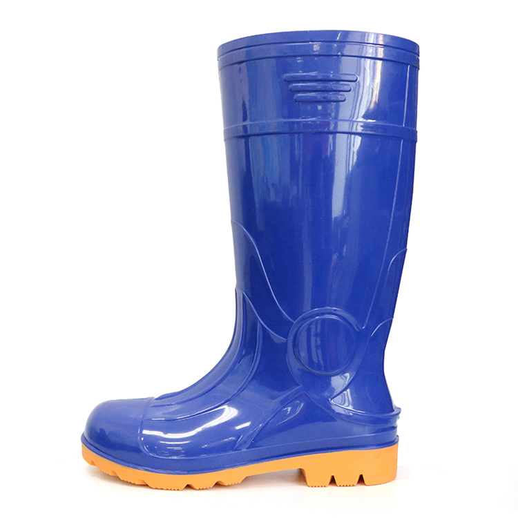 CE Verified Blue Waterproof Oil Acid Alkali Resistant PVC Knee Gumboots Anti Slip Steel Toe Puncture Proof Safety PVC Rain Boots
