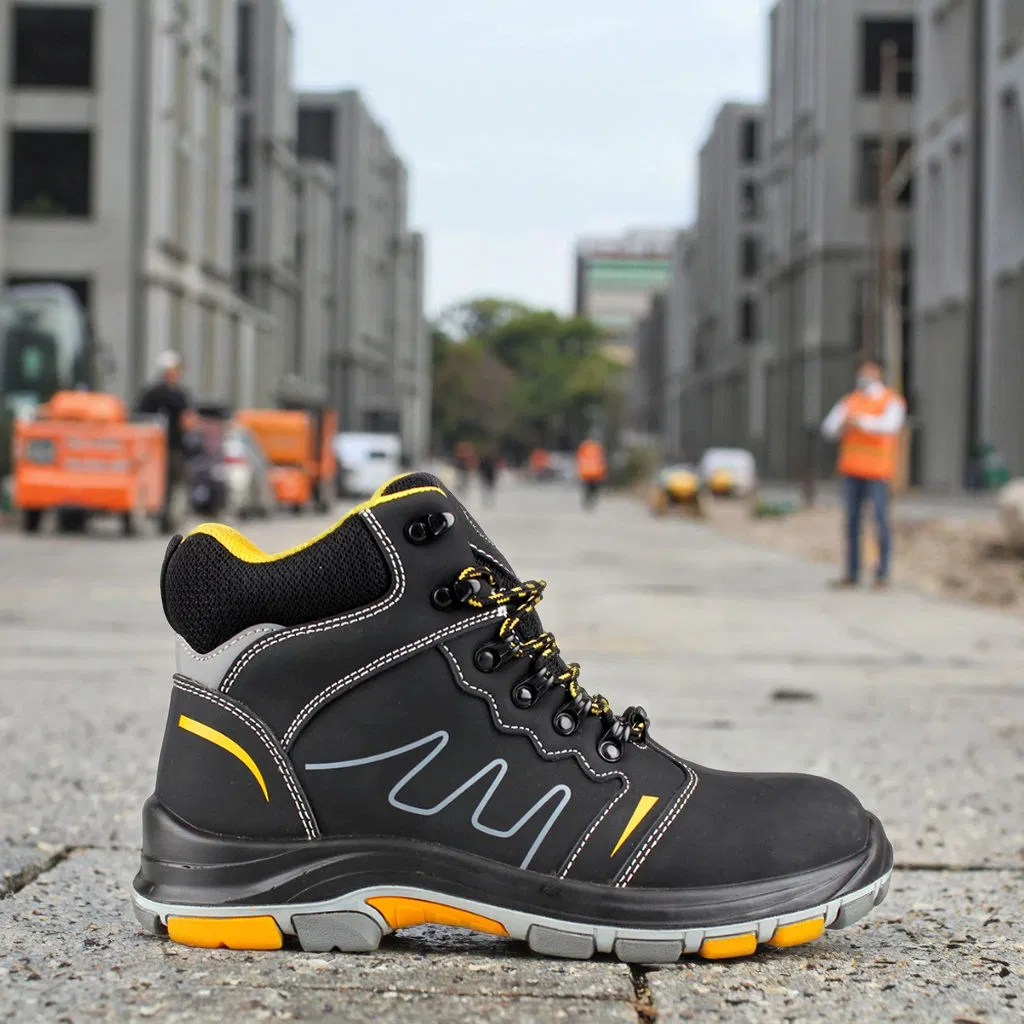 Hiqh Quality Nubuck Leather Safety Boots with PU/Rubber Sole
