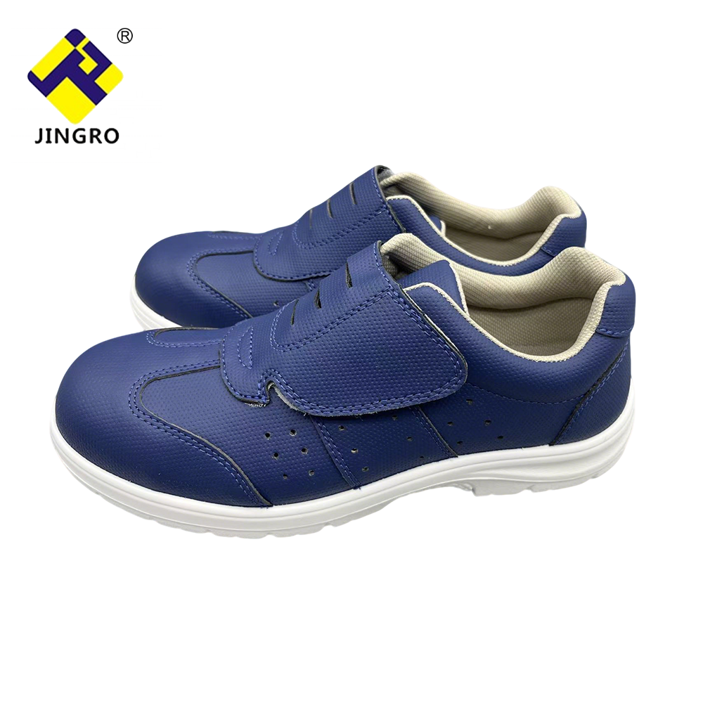 Anti Static Low Cut PU Safety Shoes Blue Breathable Waterproof ESD Steel Toe Shoes for Cleanroom Work