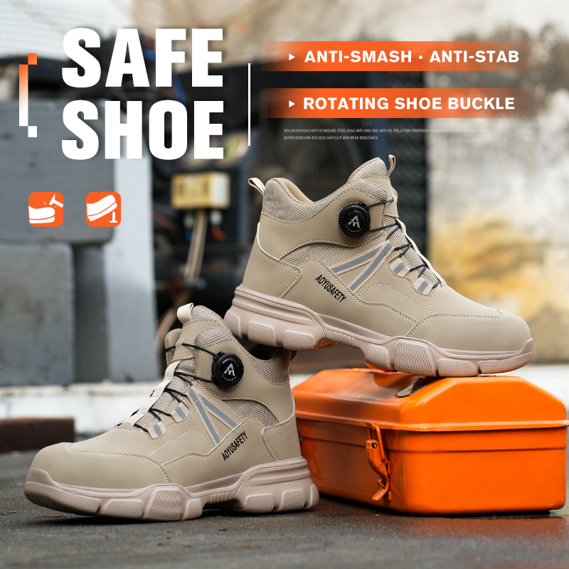 OEM Factory Use Mid Cut Safety Shoes Lightweight Breathable Sneak Sport Work Boots Anti-smashing Fur Lining Unisex Winter
