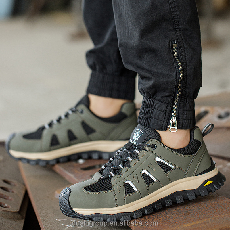 Customized Men's Waterproof and Anti slip Safety Shoes, Fashionable Outdoor Hiking Shoes, High-quality Rubber Outsole Work Shoes