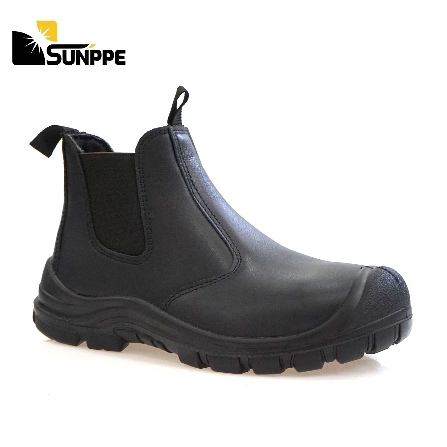 Chelsea No Lace Industrial Waterproof Leather Boots Breathable Black Men Steel Toe Price Fashion Safety Shoes