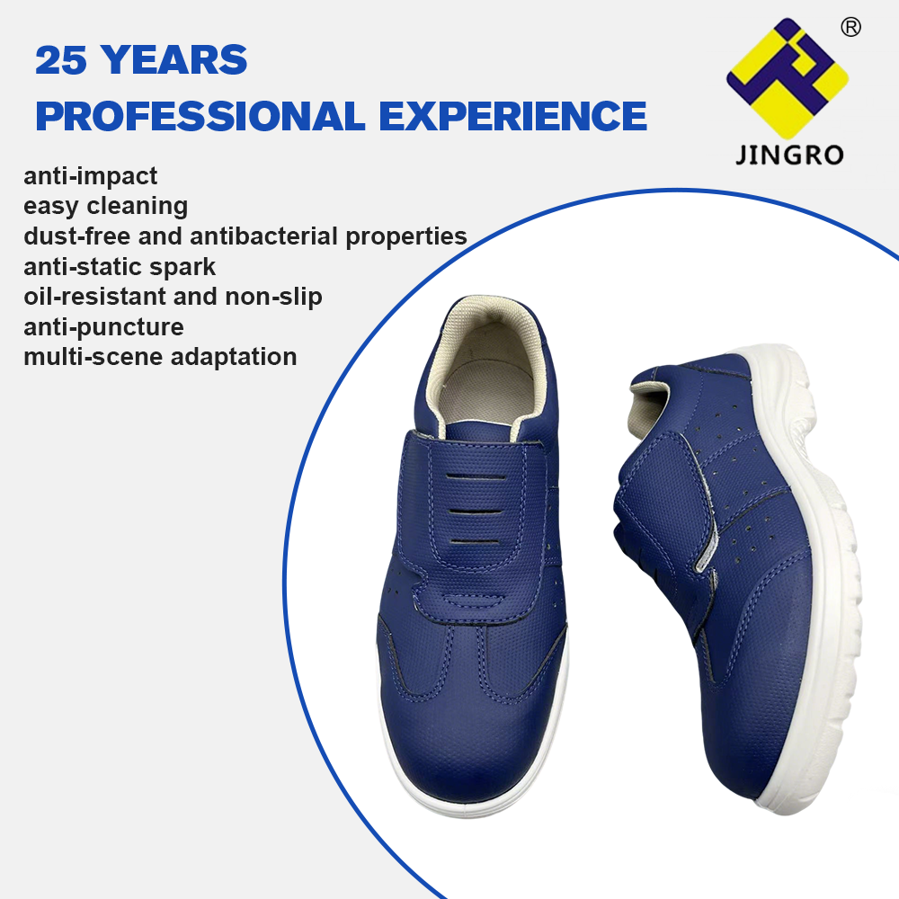 Anti Static Low Cut PU Safety Shoes Blue Breathable Waterproof ESD Steel Toe Shoes for Cleanroom Work