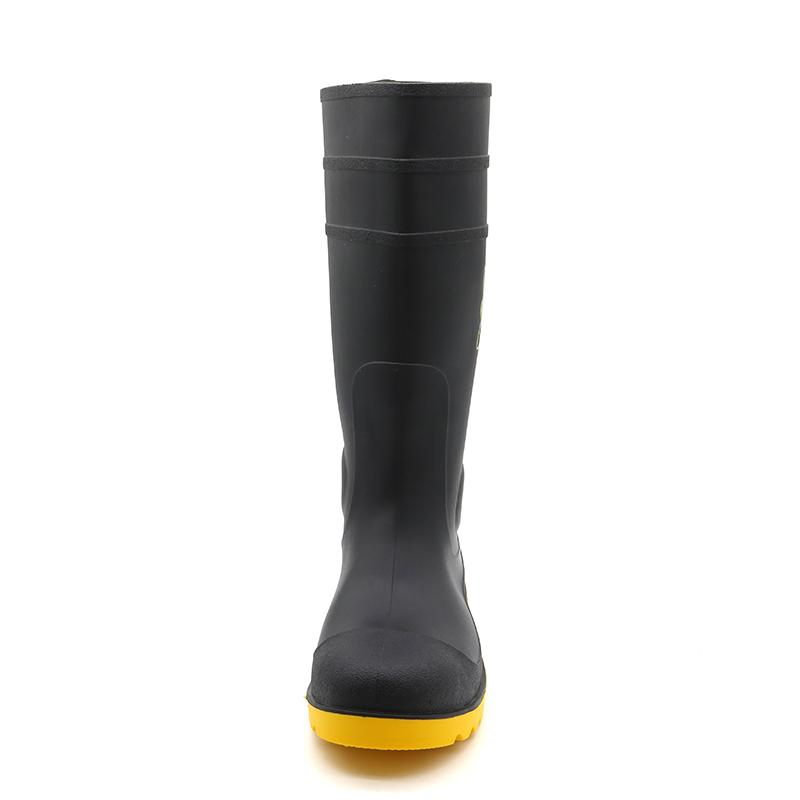 Knee High Anti-Slip Oil Acid Alkali Resistant Waterproof Steel Toe Puncture-Proof Anti Static Construction PVC Safety Rain Boots for Men