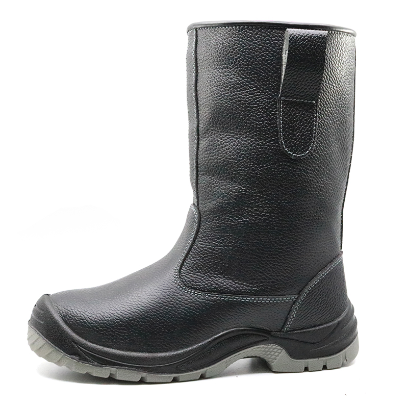 Non-Slip Oil Resistant Black Leather Steel Toe Prevent Puncture Welders Safety Boots Anti Static Water Proof Welding Boots Without Laces