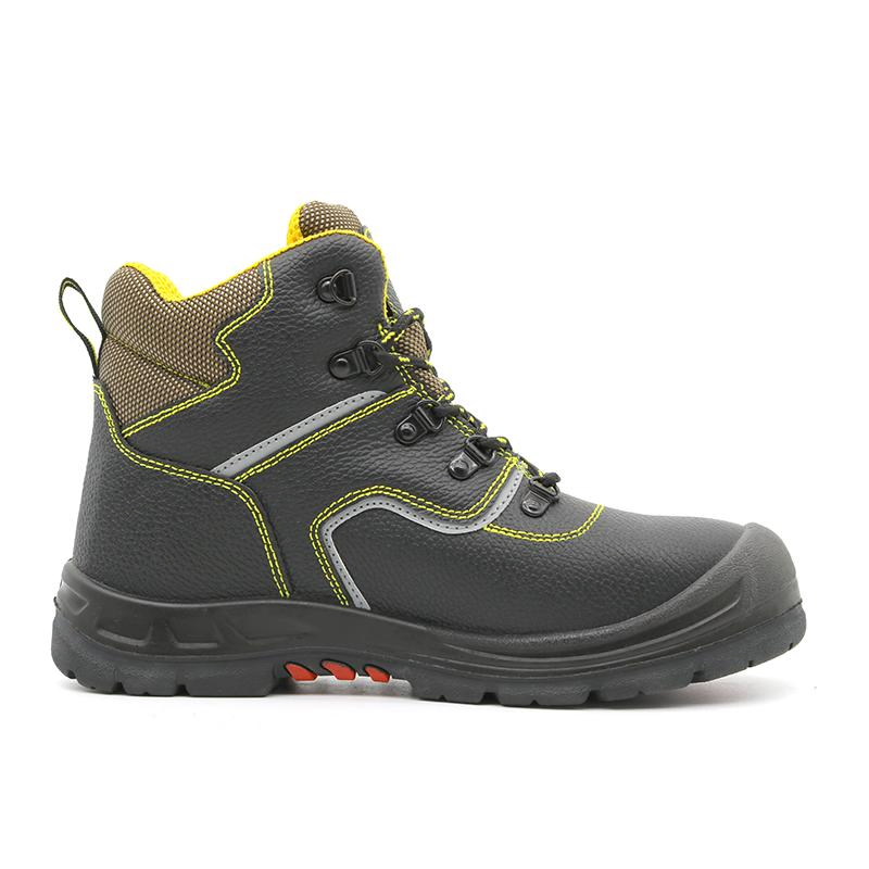 Heat Resistant Anti Slip Oil Acidproof Soft Rubber Sole Black Leather Antistatic Composite Toe Prevent Puncture Mining Safety Boots for Men