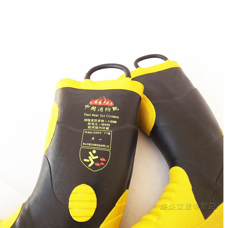 Puncture-Resistant Fireman Fire Fighting Equipment Slip-Resistant Rubber Boots for Footwear