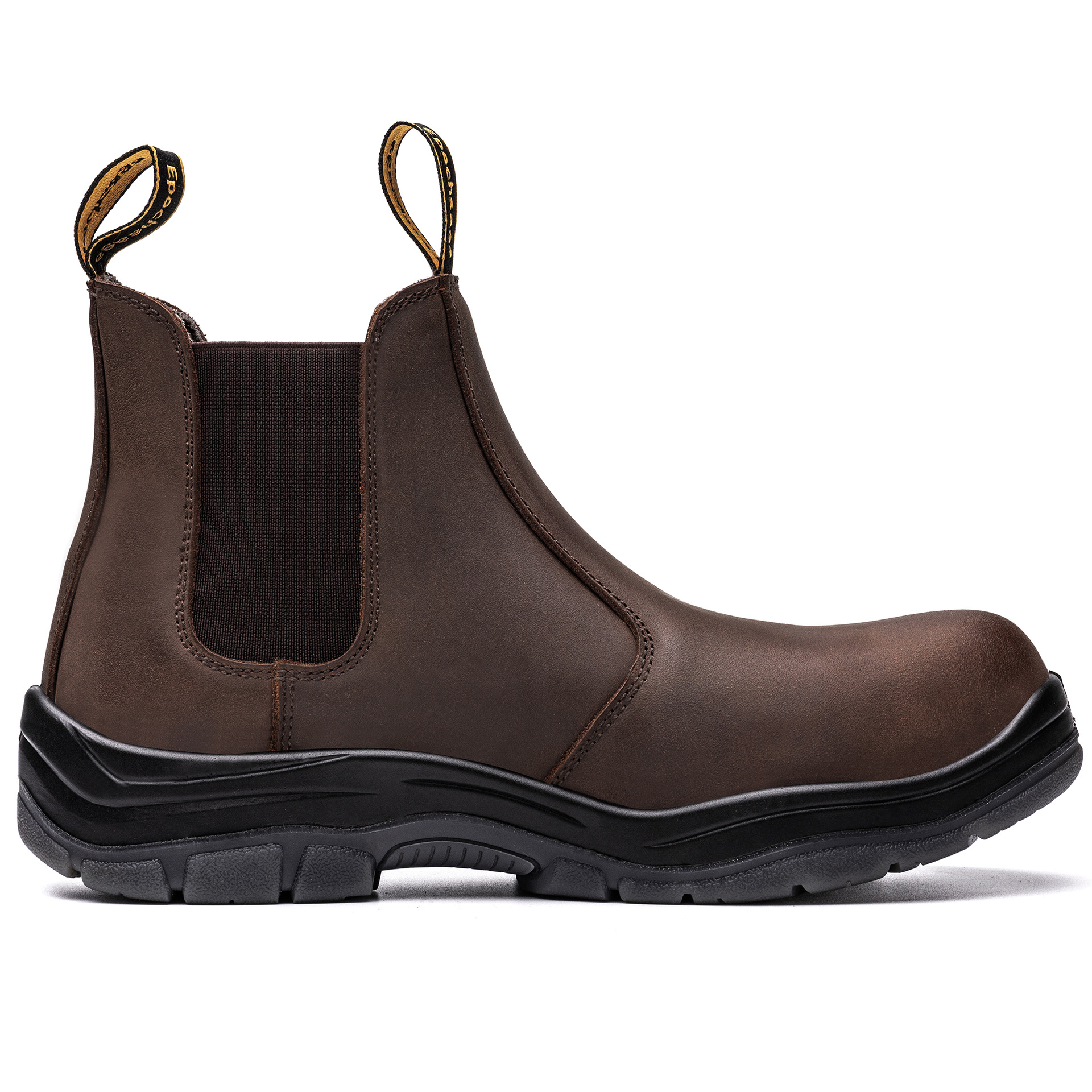 Men's Lightweight Top-Selling Steel Toe Safety Work Boots Cow Leather Sole Slip Resistant PU Industrial Factory Environments
