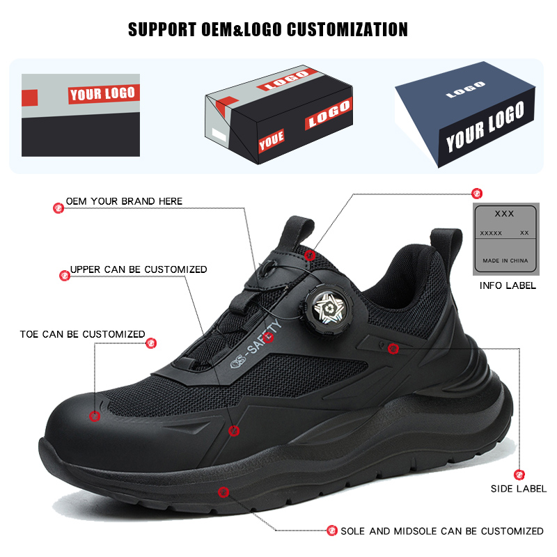 Men's Lightweight Summer Safety Shoes Anti-Impact Puncture-Resistant Breathable Woven Fabric Anti-Slip Odor-Free Work Shoes