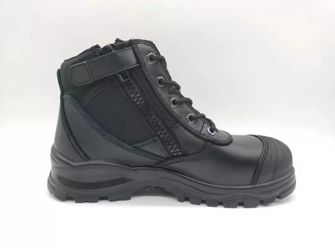 Armor Puncture-Resistant Slip-Resistant Steel Toe Black Leather Safety Shoes Boots