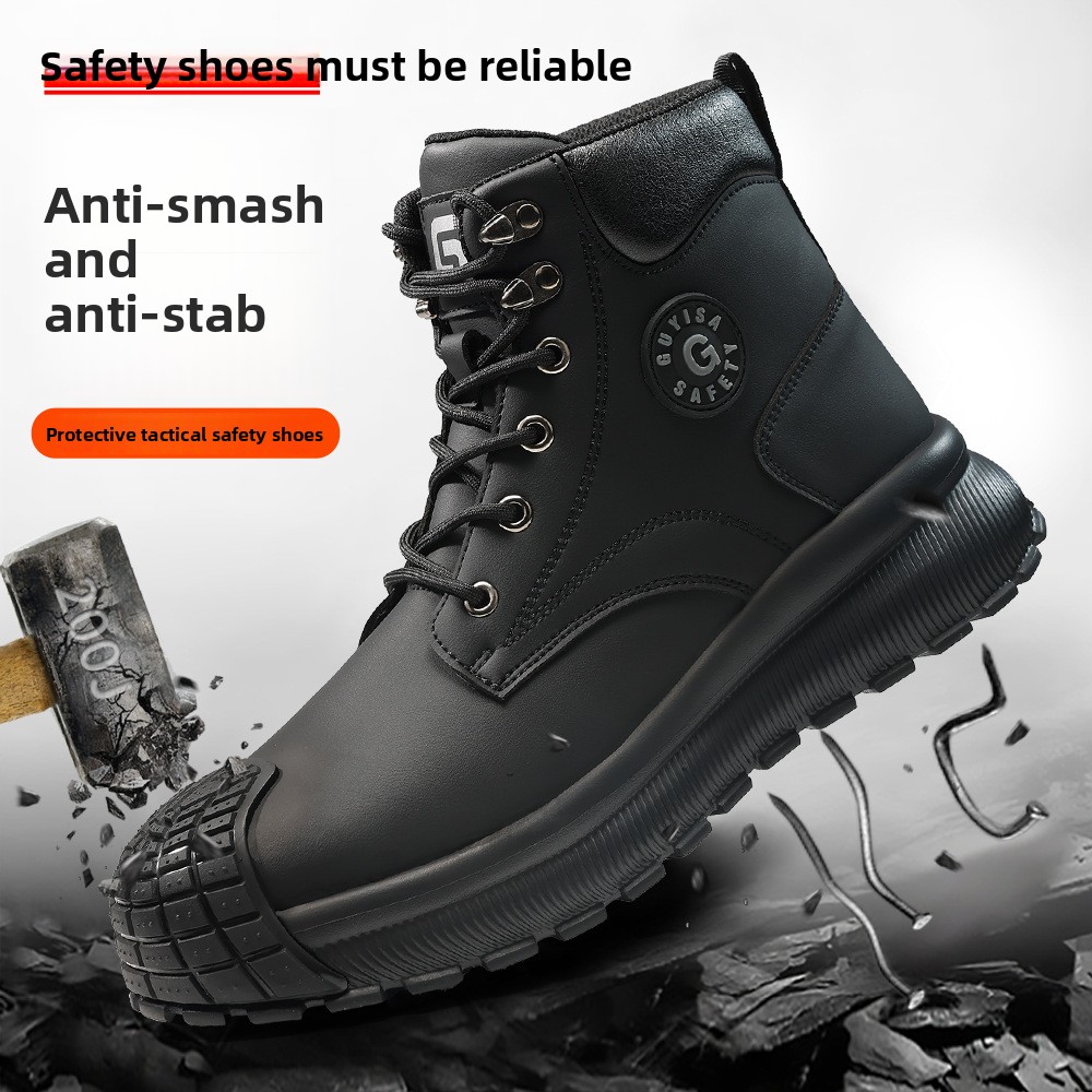 New Cross-Border Men's Safety Shoes Anti-Smash Puncture-Proof Slip-Resistant Steel-Toed Waterproof Microfiber Safety Shoes