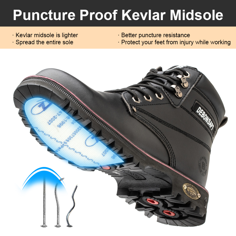 DEBONSAPT 2022 Hot Selling Industrial Protective Breathable Work Mid-cut Boot Casual Trainers Safety Shoes for Men Brown