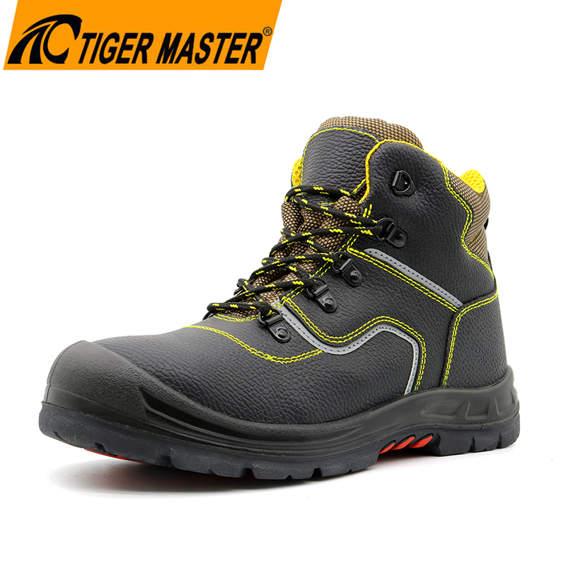 Heat Resistant Anti Slip Oil Acidproof Soft Rubber Sole Black Leather Antistatic Composite Toe Prevent Puncture Mining Safety Boots for Men