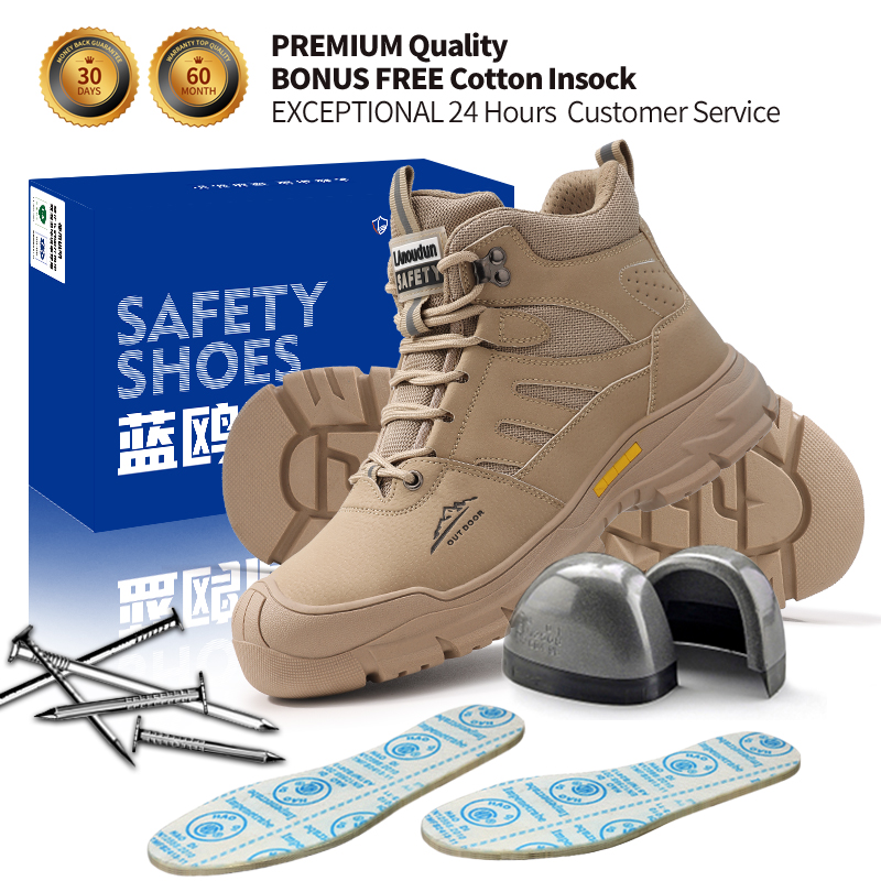 Lanoudun Safety Shoes Waterproof Breathable European Standard Steel Toe Safety Boot for Men