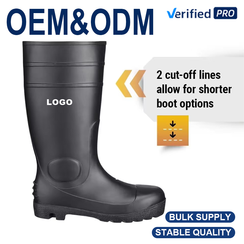 Heavy-Duty Steel Toe PVC Safety Shoes Waterproof Breathable Mesh Lining Unisex Work Boots for Factory Industrial Workshop Use