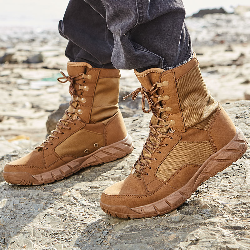 High Quality Outdoor Activity Ultra Lightweight Cowhide + Oxford Combat Tactical Shoes Waterproof Safety Work Hiking Boots