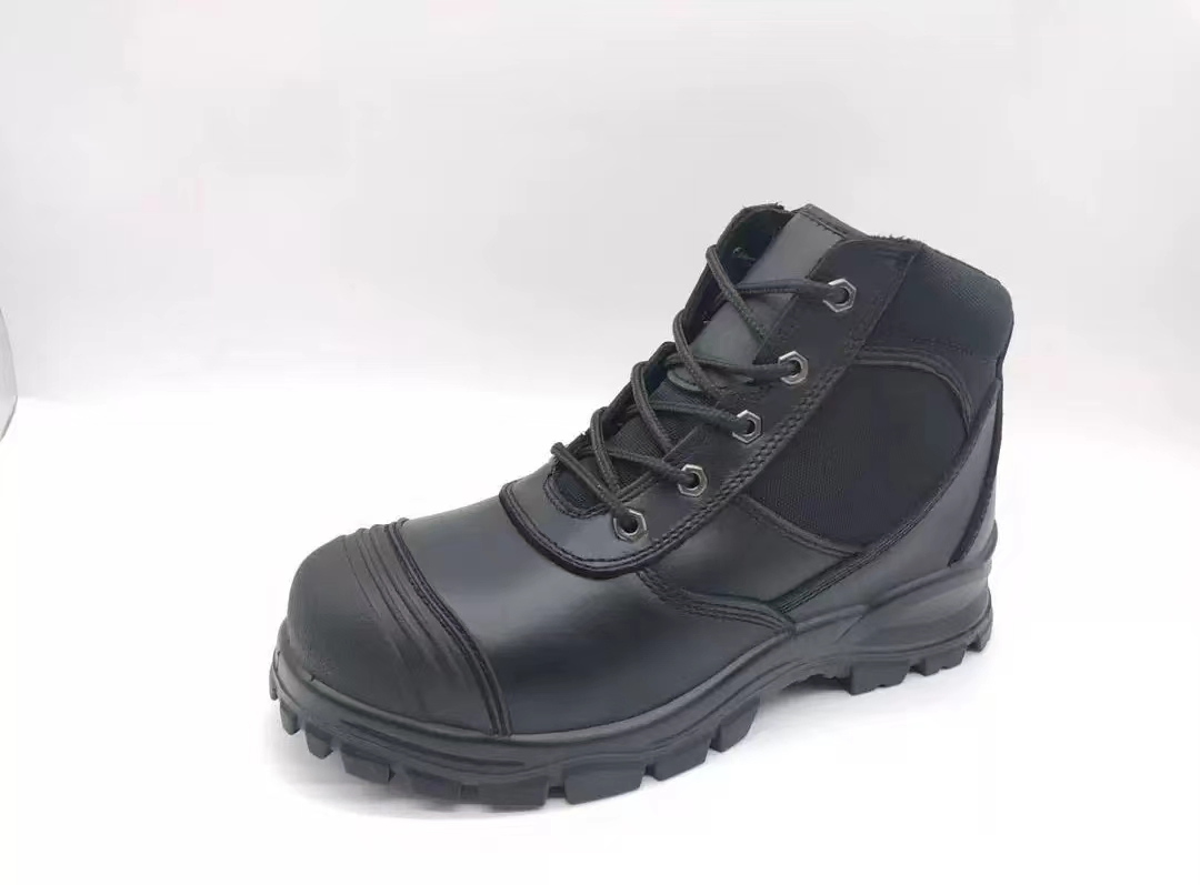 Armor Puncture-Resistant Slip-Resistant Steel Toe Black Leather Safety Shoes Boots