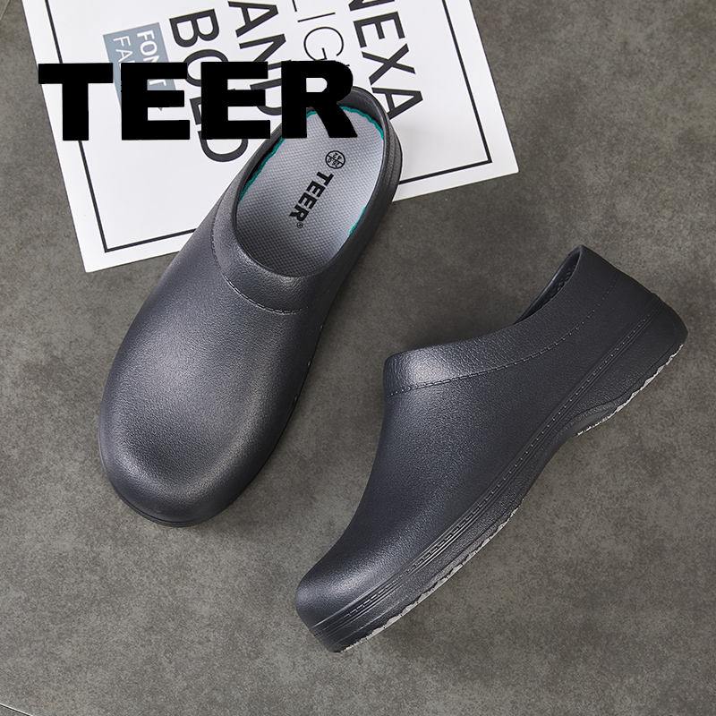 Custom Soft Oil Resistant Lightweight Waterproof Laboratory Eva Foam Slip in Rubber Safety Work Chef Kitchen Shoes
