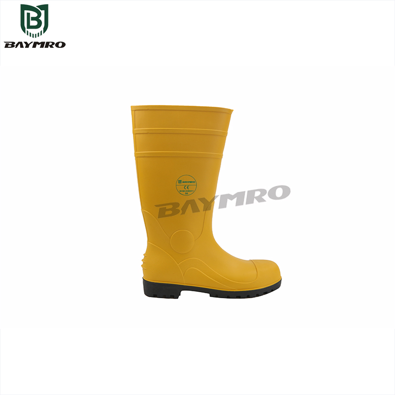 Yellow Steel Toe Puncture-Proof Waterproof Skidproof PVC Safety Work Shoes Rain Boots PPE Supplier En ISO 20345 S5