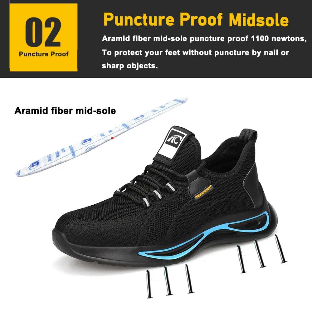Anti Slip PU Sole Lightweight Steel Toe Fashion Sport Safety Shoes Sneaker for Men Work