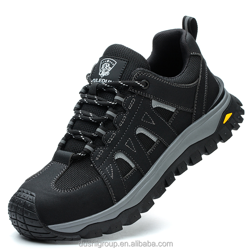 Customized Men's Waterproof and Anti slip Safety Shoes, Fashionable Outdoor Hiking Shoes, High-quality Rubber Outsole Work Shoes