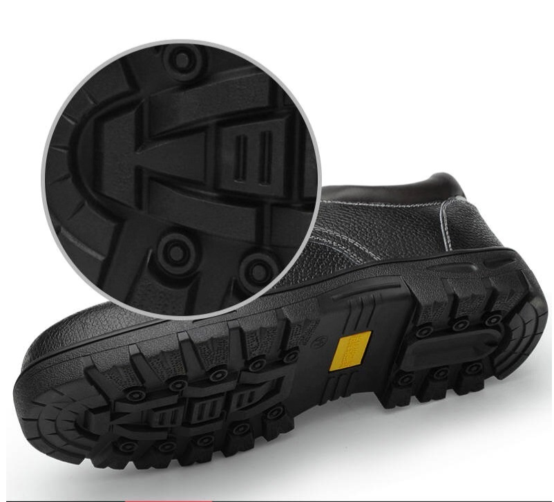 Men's High Quality Industrial Waterproof Leather Work Boot Iron Toe Rubber Sole Slip-Resistant Security Features Safety Shoes