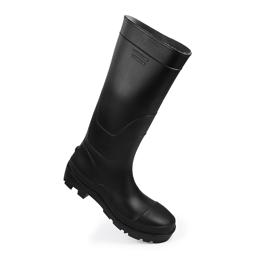 High Quality Steel Toe Black PVC Rain Boots Waterproof Anti-Slip Chemical Resistant Winter Work Shoes for Agriculture