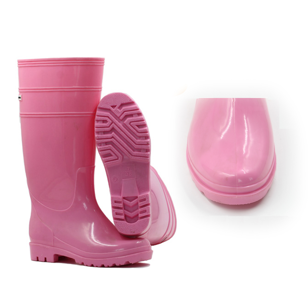 Thick Soled Cheap Popular Designed Unisex Pink Pvc Safety Waterproof Work Fishing Boots Rain Boots Wholesale