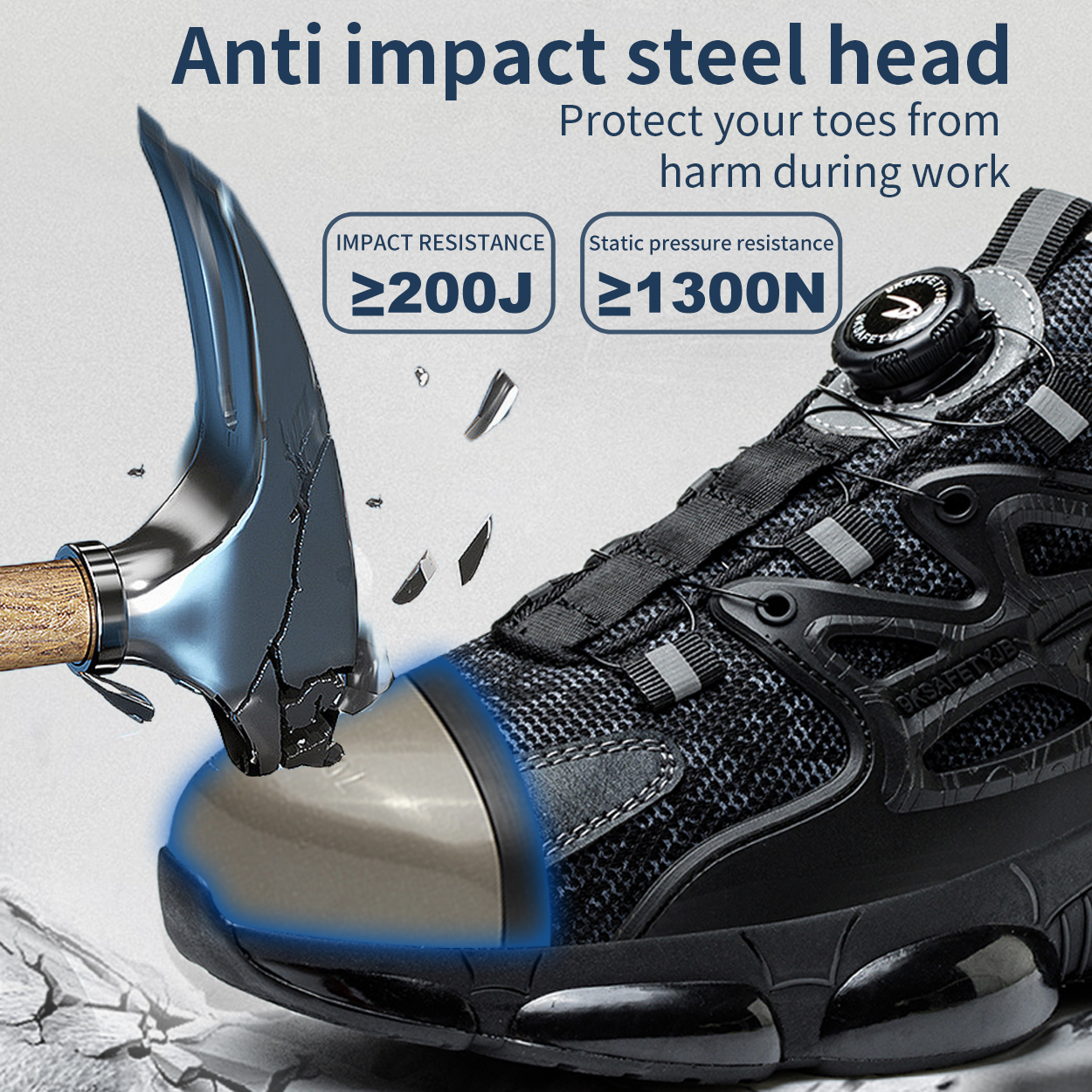 Quick Lacing Breathable Anti-smashing Specifications Metal Non slip Security Guard Work Men Steel Toe Safety Shoes