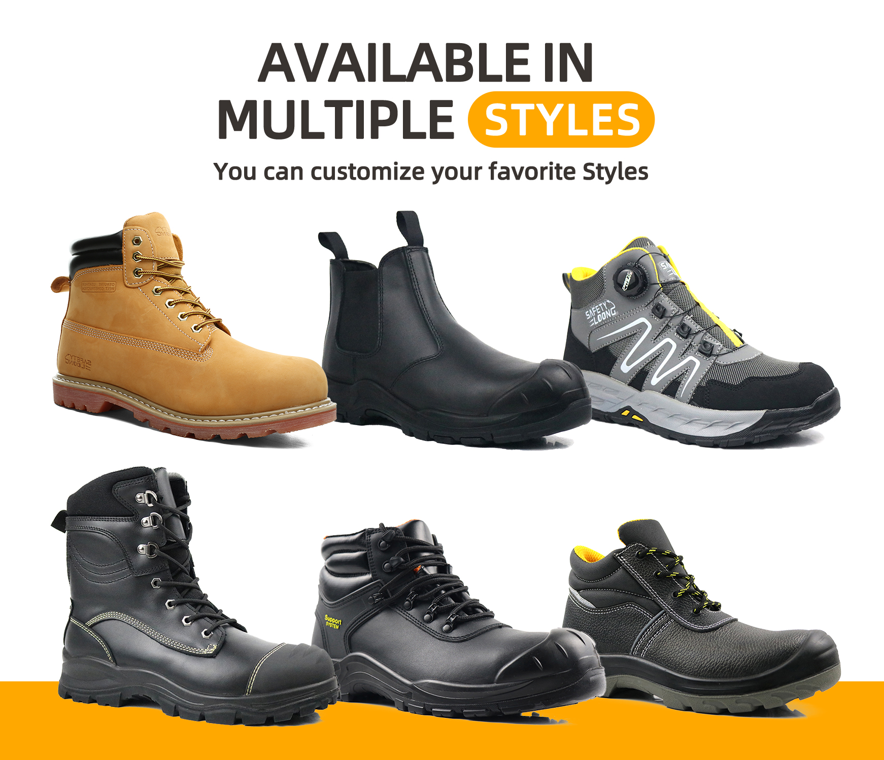New Style Construction Waterproof Genuine Leather Anti slip Work Safety Shoes for Man Safety Shoes Steel Toe Work Boots Safety