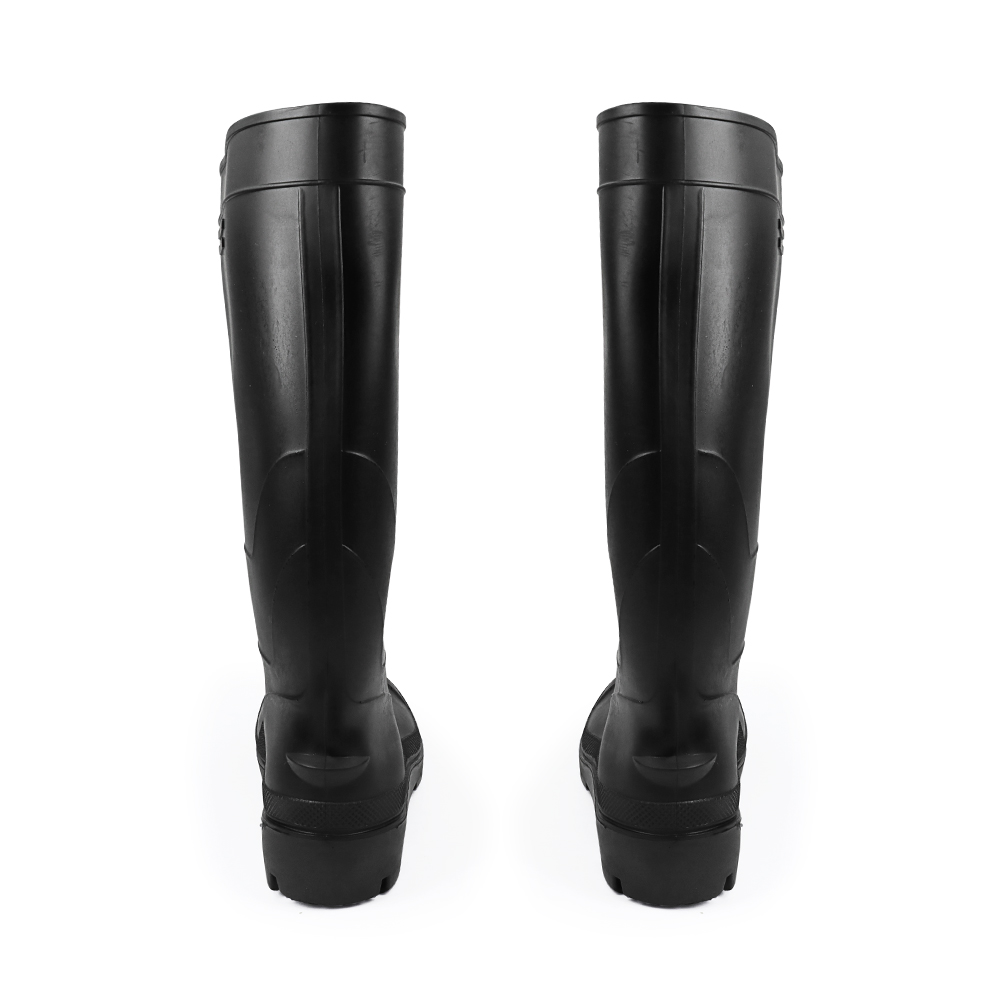 High Quality Steel Toe Black PVC Rain Boots Waterproof Anti-Slip Chemical Resistant Winter Work Shoes for Agriculture
