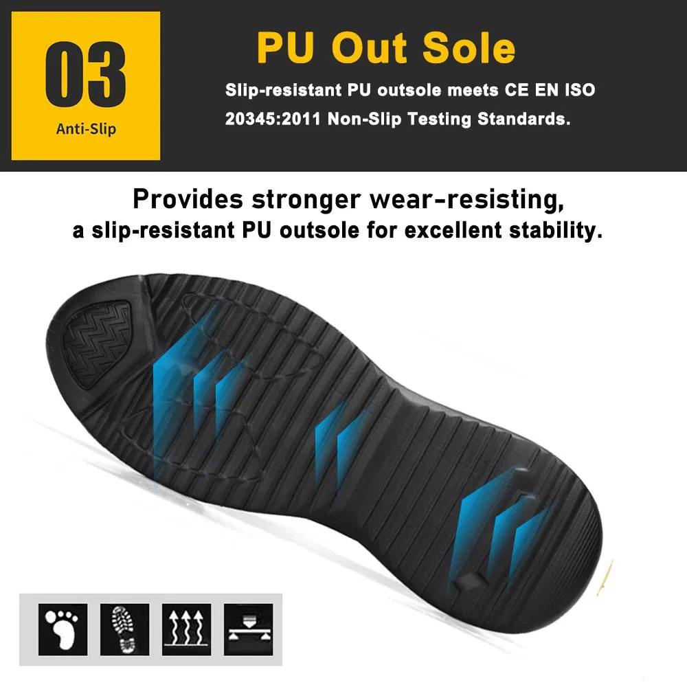 Anti Slip PU Sole Lightweight Steel Toe Fashion Sport Safety Shoes Sneaker for Men Work