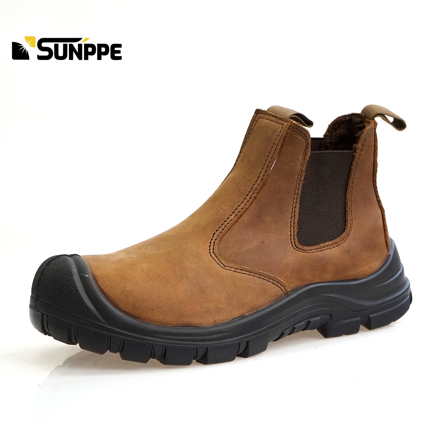 Chelsea No Lace Industrial Waterproof Leather Boots Breathable Black Men Steel Toe Price Fashion Safety Shoes