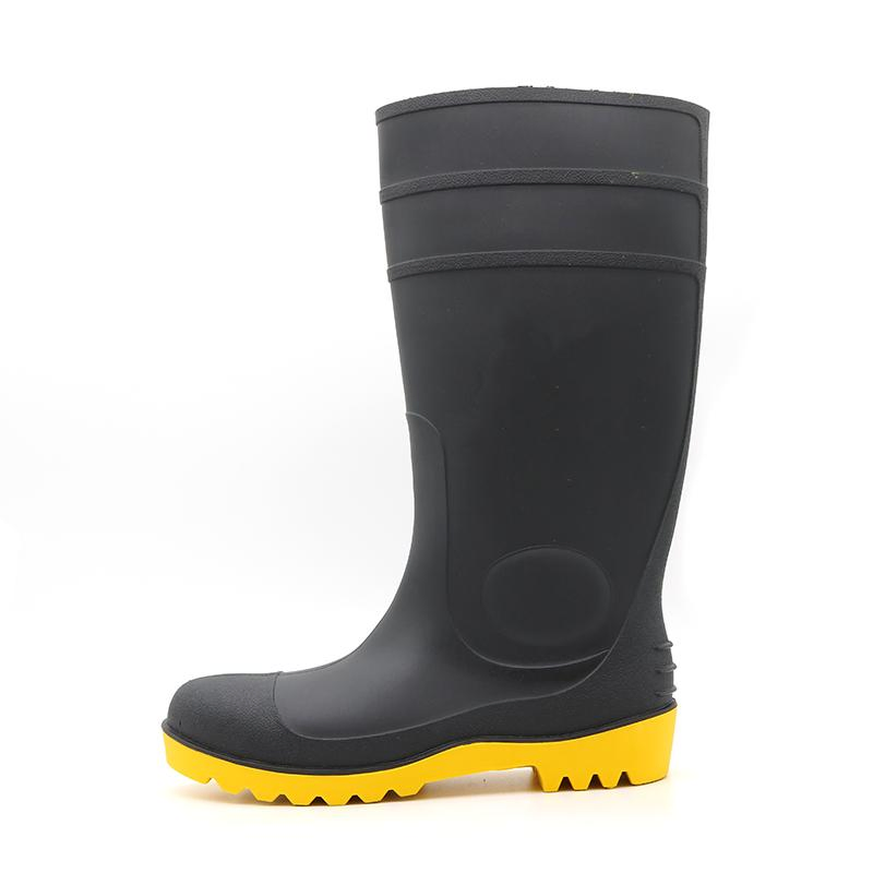 Knee High Anti-Slip Oil Acid Alkali Resistant Waterproof Steel Toe Puncture-Proof Anti Static Construction PVC Safety Rain Boots for Men