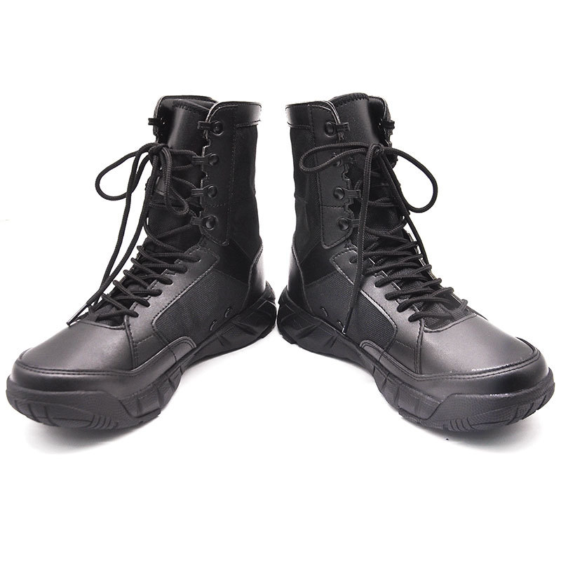 High Quality Outdoor Activity Ultra Lightweight Cowhide + Oxford Combat Tactical Shoes Waterproof Safety Work Hiking Boots