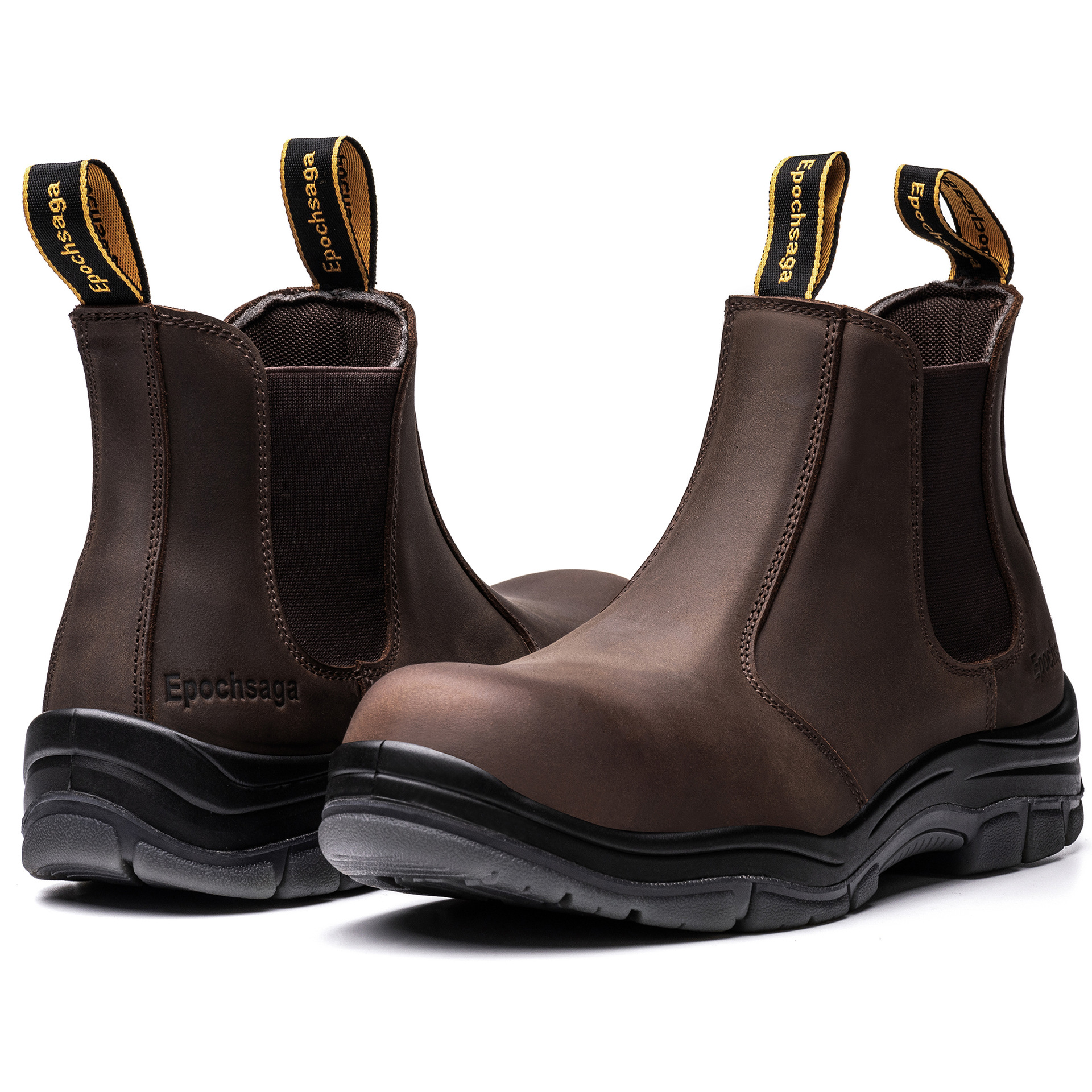 Men's Lightweight Top-Selling Steel Toe Safety Work Boots Cow Leather Sole Slip Resistant PU Industrial Factory Environments