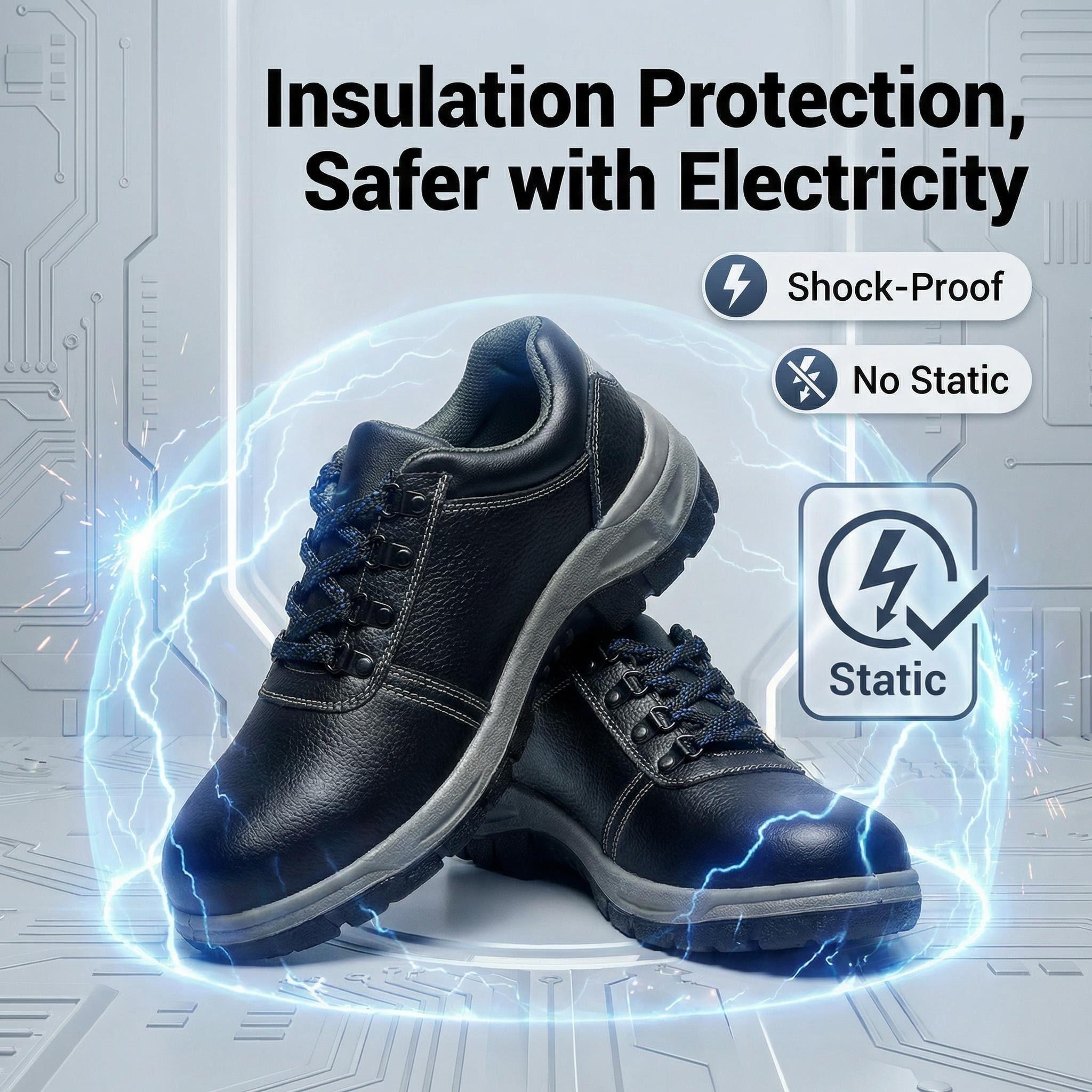 SOLID STONE Steel Toe Workers Safety Shoes Anti-Smash Anti-Puncture Anti-Slip Oil Resistant Anti-Static Industrial Work Shoes