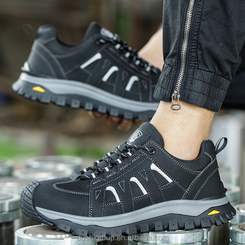 Customized Men's Waterproof and Anti slip Safety Shoes, Fashionable Outdoor Hiking Shoes, High-quality Rubber Outsole Work Shoes