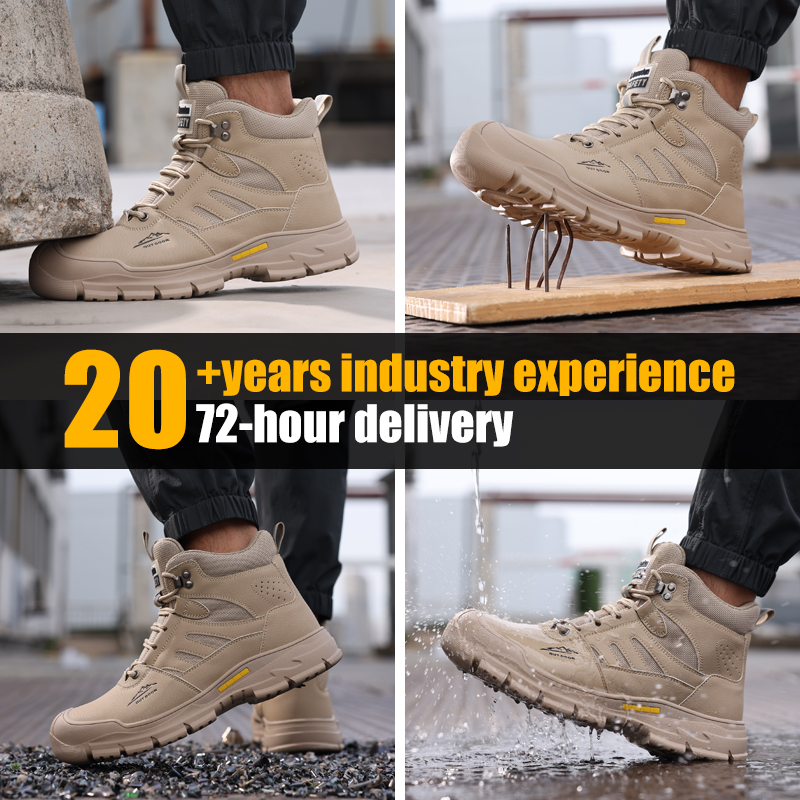Lanoudun Safety Shoes Waterproof Breathable European Standard Steel Toe Safety Boot for Men