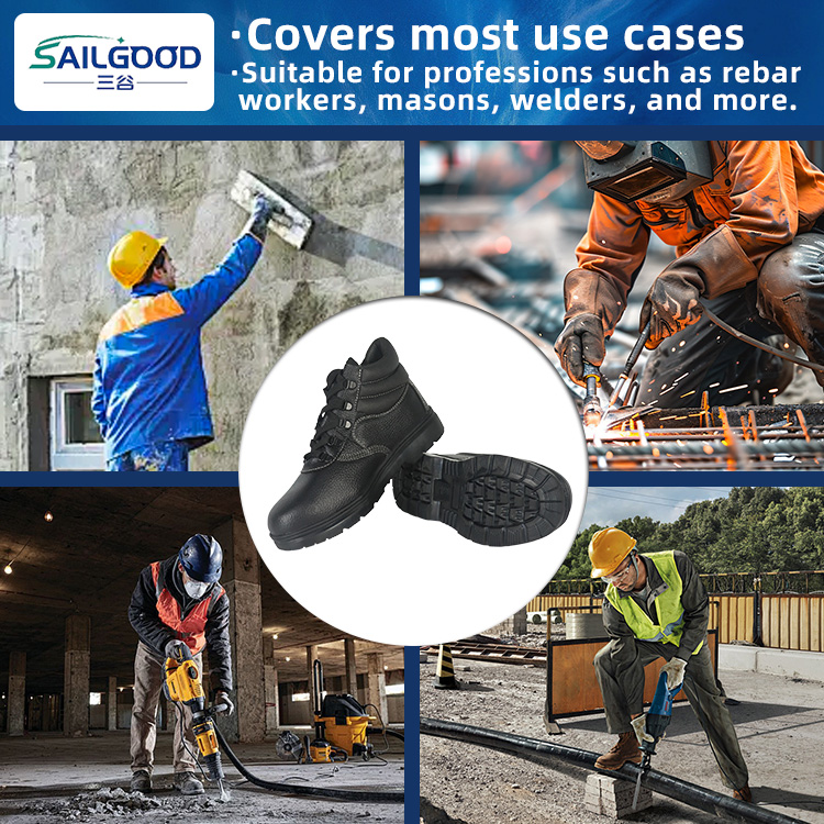 Safety Shoes Anti Smash Anti Puncture Microfibre Leather Rubber Sole Industrial Construction Work Shoes with Steel Plate