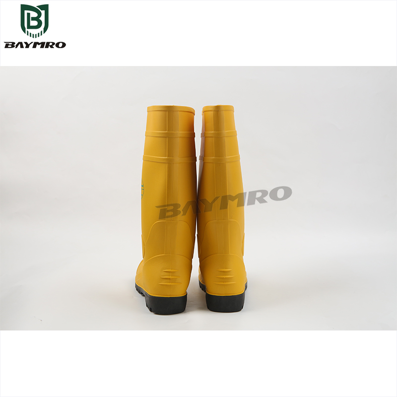 Yellow Steel Toe Puncture-Proof Waterproof Skidproof PVC Safety Work Shoes Rain Boots PPE Supplier En ISO 20345 S5