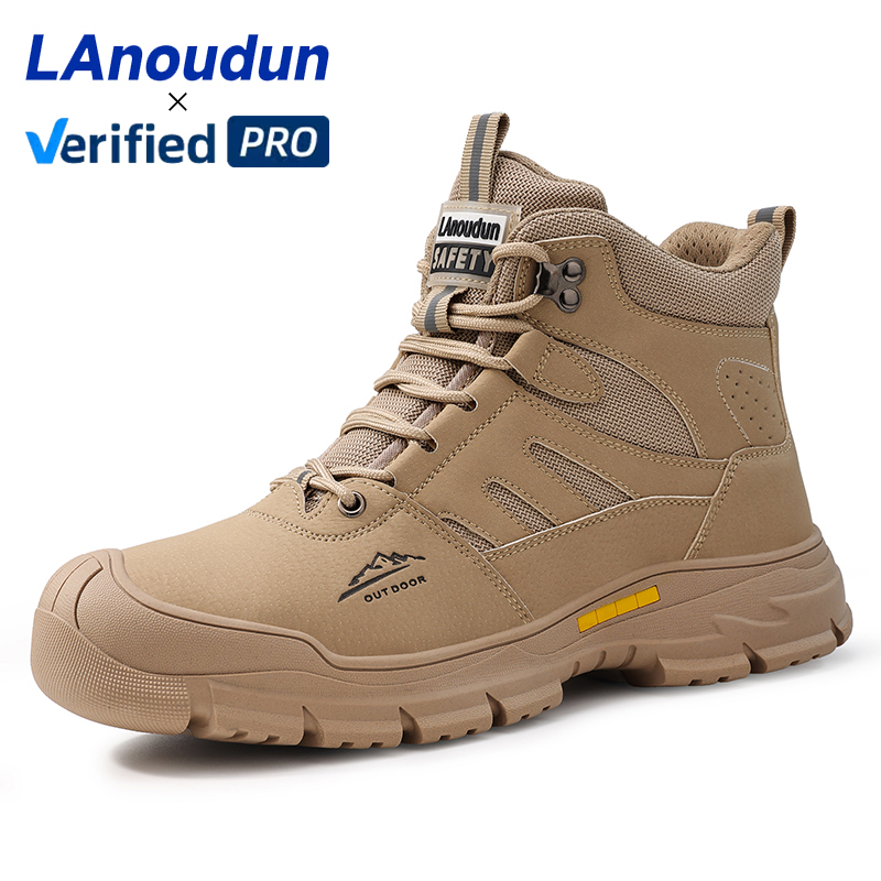 Lanoudun Safety Shoes Waterproof Breathable European Standard Steel Toe Safety Boot for Men