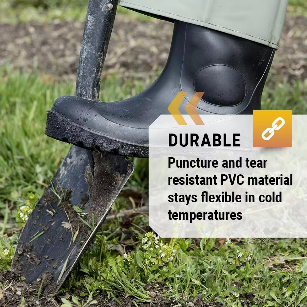 Heavy-Duty Steel Toe PVC Safety Shoes Waterproof Breathable Mesh Lining Unisex Work Boots for Factory Industrial Workshop Use