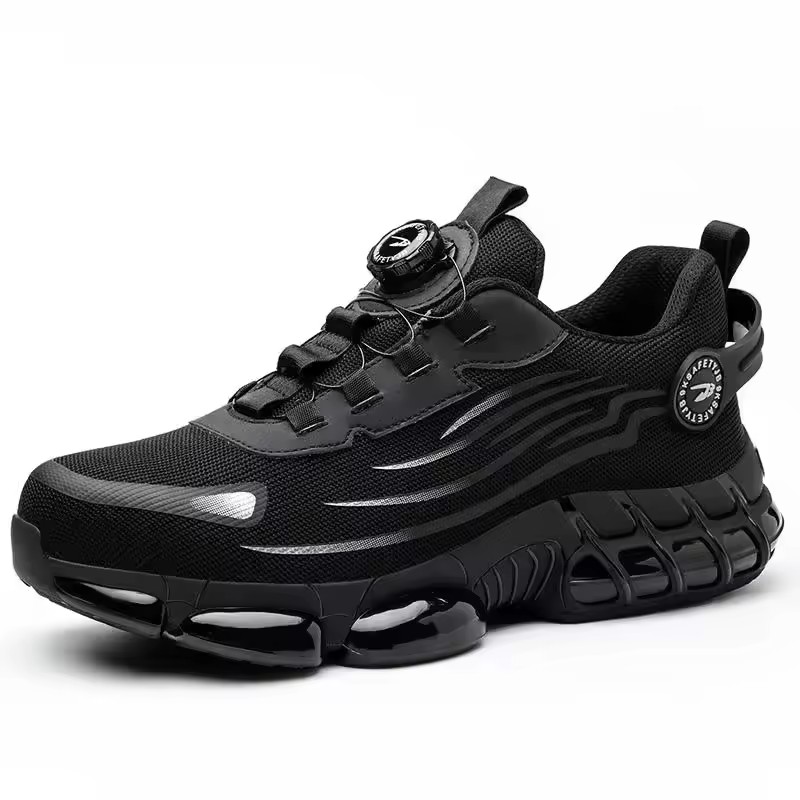 Wholesale Spin Turn Steel Toe Sport Work Shoes, Breathable Rotate Button Safety Shoes for Men, Light Weight OEM ODM Safety Shoes