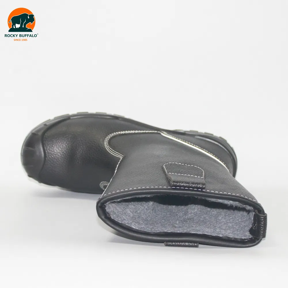 Rocky Buffalo Cowhide Leather Black Safety Boots Steel Toe PU/PU Injection Sole Winter Safety Boots