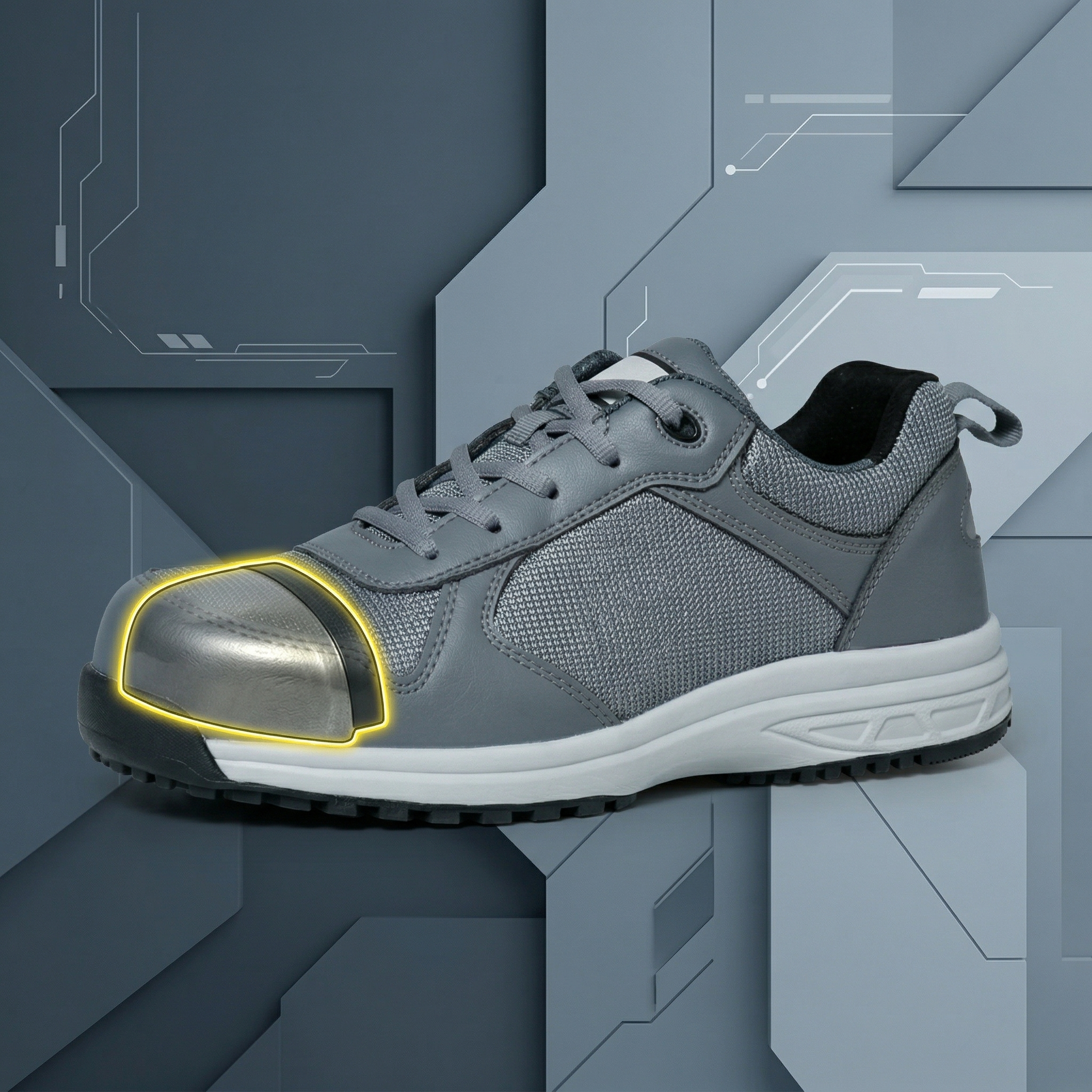Unisex Durable Anti-Slip Lightweight Industrial Work Safety Shoes Breathable Mesh Lace-Up Steel Toe Winter Summer Footwear