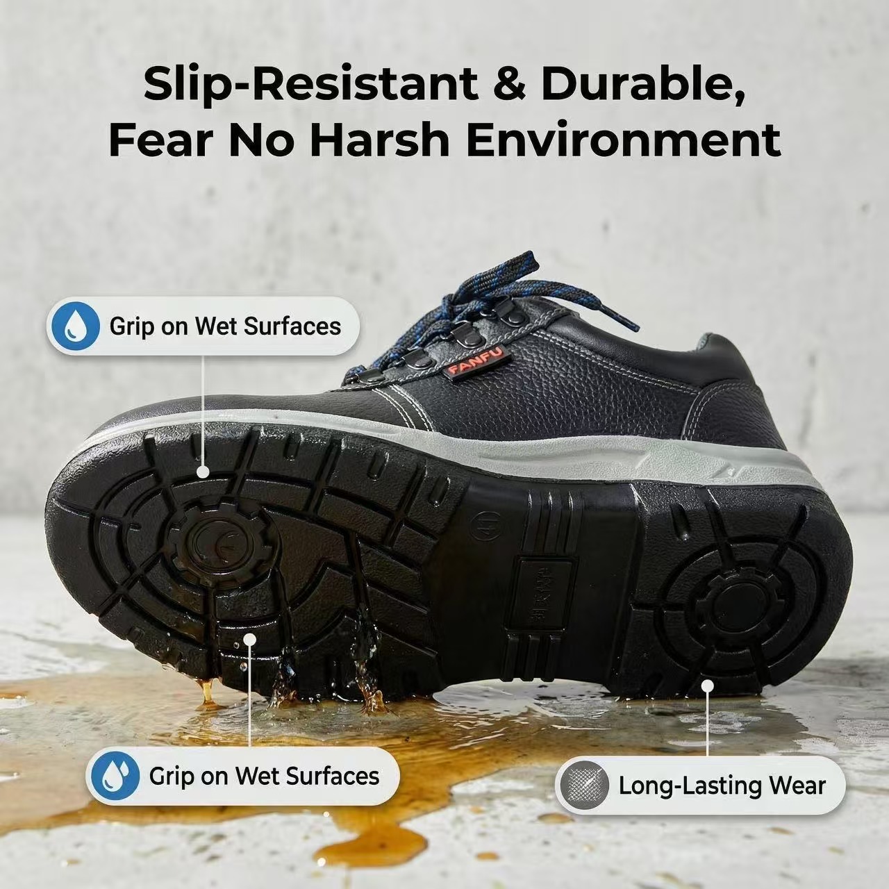 SOLID STONE Steel Toe Workers Safety Shoes Anti-Smash Anti-Puncture Anti-Slip Oil Resistant Anti-Static Industrial Work Shoes