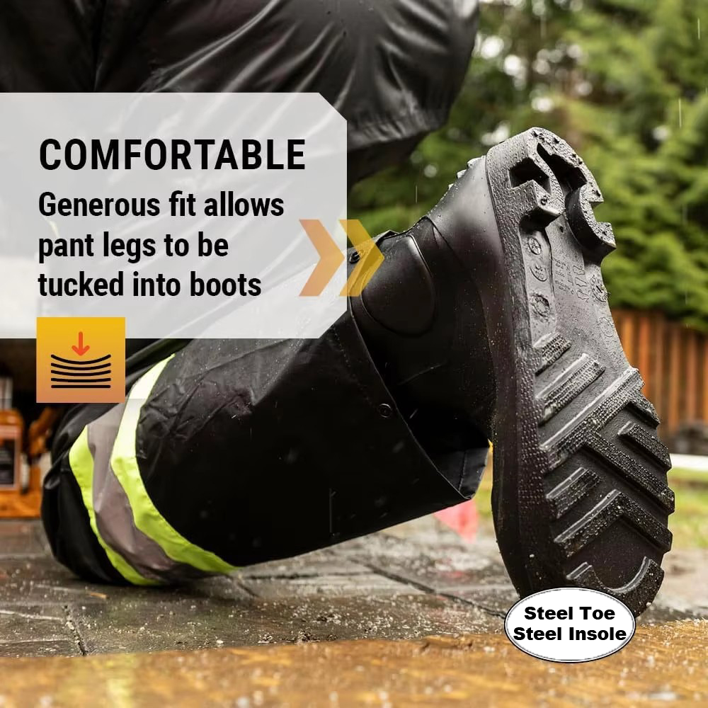 Heavy-Duty Steel Toe PVC Safety Shoes Waterproof Breathable Mesh Lining Unisex Work Boots for Factory Industrial Workshop Use